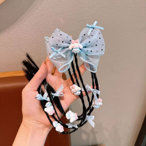 Sanrio สายรัดศีรษะการ์ตูน Kuromi Melody Cinnamoroll วิกผมถักเปียอะนิเมะเด็กยางรัดผมเด็กผู้หญิงเครื่องประดับผมเชือกรัดผมสูง