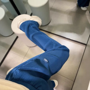 ALO Solid color slimming pleated accordion pants blue ()
