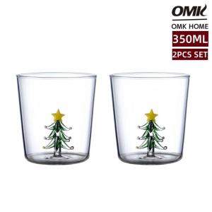 Omk giáng sinh 350ml Cốc uống nước thủy tinh cốc đựng nước trái cây Mug