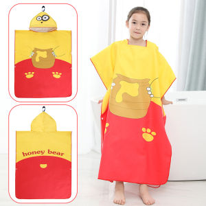 Kids Beach Poncho TowelsAbsorbent Quick DryChildrens Hooded Bathrobe for Boys Girls 3-12YearsAnimal Cartoon Swim Bathing Cap