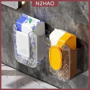 N2HAO Nhựa treo tường mô hộp tự dính Punch miễn phí giữ khăn giấy lộn ngược tiết kiệm không gian Khăn ăn container phòng tắm