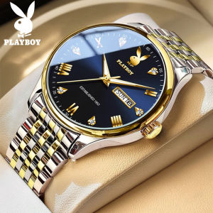 PLAYBOY 2026ใหม่อย่างเป็นทางการของแท้นาฬิกาสำหรับผู้ชายหรูหราแฟชั่นลำลองกันน้ำเพชรปฏิทินควอตซ์สแตนเลสนาฬิกาแบรนด์ของขวัญสำหรับแฟน