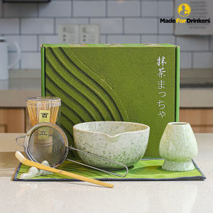 Premium Japanese Matcha Tea Ceremony Set Kit Matcha Bowl Whisk Set Bamboo Brush Tea Tools - Matcha Green