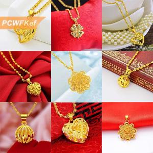 【PCWFKef】 จี้สีทองรังนกนกนำโชคโคลเวอร์ดอกไม้หัวใจห้อยสำหรับผู้หญิงเสน่ห์เครื่องประดับสร้อยคอเครื่องประดับของขวัญงานแต่งงาน