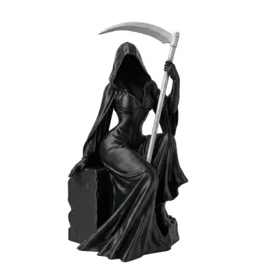 microgood Lifelike Grim Reaper Model Trendy Gothic Gift 3d Printed Female Grim Reaper Figurine with Scythe – Gothic Spooky Statue for Desk Bookshelf Home Decor Halloween Gift Dark Fantasy Sculpture