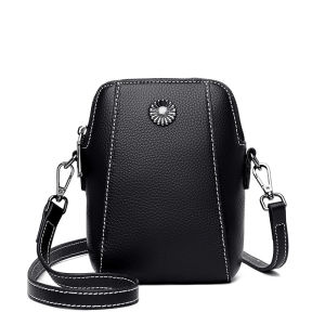 Elegant women handbags ladies black color small jelly leather shoulder bag mini phone holder hand bags - 2003