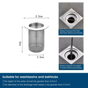 Stainless Steel Sewer Floor Leak Screen Bathroom Bathroom Anti Hair Anti Clogging Sink Strainer Net