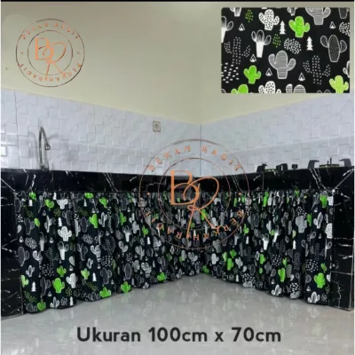Gorden kolong dapur / Gordeng kolong meja dapur / Gorden dapur bawah kompor 1 set plus tali terbaru