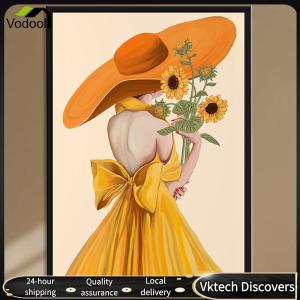 【Vodool】 11CT Sunflower Girl Pattern Cross Stitch Printing Full Embroidery Kit Needlework