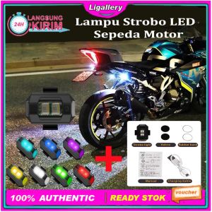 [1 Pcs] Lampu Strobo LED Sepeda Motor Lampu LED Strobo Dapat Diisi Ulang Lampu Peringatan Anti-tabrakan Sepeda Motor