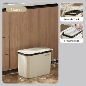 Vision 1/2/3 Layer Kitchen Trash Can With Storage Rack Floor Standing Classified Garbage Can Movable Large Capacity Trash Bin Multi-layer Garbage Sorting Bin Plastic Garbage Sorting Paper Basket