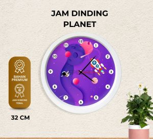 Jam Astronot Besar - Diameter 32CM / Jam Dinding Astronot Hiasan Kamar Anak Luar angkasa Dekorasi Dinding / Jam Astronot Dinding Kamar Anak Aesthetic