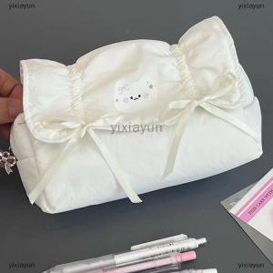 [COD] yixiayun Cute Bow Pencil Bags Student Pen Pouch Large-Capacity Stationery Storage Bag Pencil Case Supplies