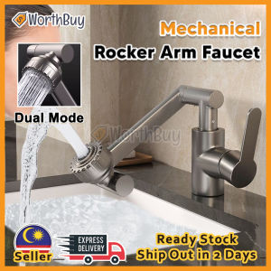 Worthbuy Dual Mode Mechanical Rocker Arm Faucet Ketuk Besen Keran Sinki Basin Tap Sink Faucet 万向旋转水龙头