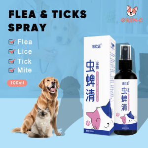 Grin-C Natural Herbal Flea & Tick Spray 100ml for Dogs and Cats Safe Non-Irritating Formula Flea Lice Tick Mite