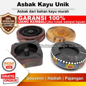 Asbak Kayu Unik Etnik Bulat Kotak