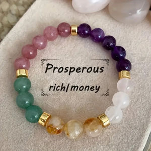 Cross-border new natural stone amethyst citrine and green Donglin bead bracelet exuding a luxurious and elegant style