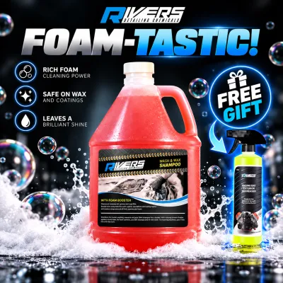 Rivers Wash and Wax Shampoo with Foam Booster for cars or motorcycles - 1gal.
