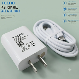 APSEL: TECNO FFast Charging Adapter & Type-C Data Cable& MICRO USB Original | TurboCharge Type-C Charger Kit