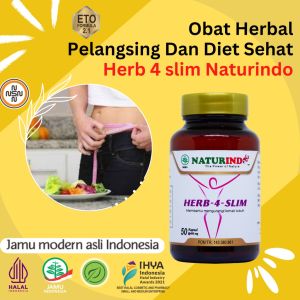 Naturindo Herb 4 Slim Obat Diet Pelangsing Badan BPOM Detoks Bakar Lemak Tubuh Kurus Ideal Secara Alami Suplemen Pengecil Perut Penurun Berat Badan