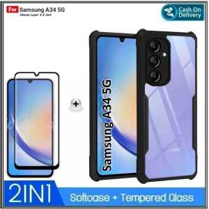 Paket 2in 1 Full Soft Case Samsung Galaxy A02s / A54 5G / A34 5G / A23 5G Soft Hard Free Tempered Glass Layar