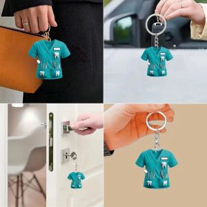 KEYOOL 2D Dentist Costume Keychain Doctor Themed Plane Dentist Pendant Acrylic Doctor Hanging Decoration Home Holiday Decoration