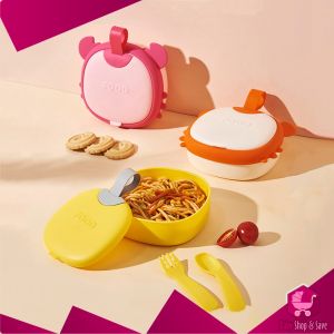 BabyShop-C902 Kotak Makan Anak Bentuk Crab Set Sendok Garpu Gunting Kids Lunch Box / Rantang Makan