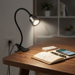 Đèn LED Kẹp bàn đọc sách đầu giường Điều chỉnh 3 chế độ ánh sáng Công suất 5W Thân đèn kim loại uốn 360 độ