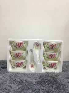 BỘ 6 CHÉN (12x6.5) - 6 MUỖNG (13x4.5) - GỐM SỨ CƯỜNG PHÁT - HÀNG VIỆT NAM CHẤT LƯỢNG CAO