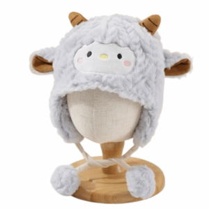 DRESSPLUS Toddlers Sheep Plush Hat Cute Warm Beanie Windproof Cartoon Caps With Ear Protection Soft Thickened For Winter Season Outdoor