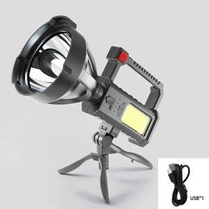 Strong LED flashlight/with stand function/USB charging portable light outdoor LED emergency projection light stand light Cob camping searchlight