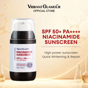 VIBRANT GLAMOUR Niacinamide Whitening Sunscreen Cream SPF50+ PA++++ UVA/UVB Sunblock for Face Body Skin Protect 5X Ceramide Skin Barrier Repair Anti-aging Brightening Fade Dark Spots Freckles Moisturizing 30g