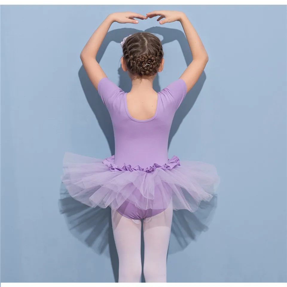 LOLANTA Toddler/Girls Cute Dress Ballet Leotard Girls Princess Pink Ballet  Long sleeve Dance Tutu Ballerina Dancewear Costume Short Sleeve Purple