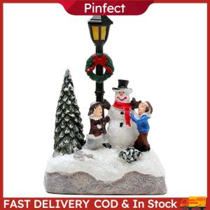 Resin House Ornament with Light for Christmas Holiday Home Decoration