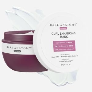 Bare Anatomy Curl Enhancing Hair Mask | Smoothens & Conditions Hair with Curl Retention & 2X Frizz Protection For 48 Hours | Coconut Oil Hyaluronic Acid & Castor Oil | Sulphate & Paraben Free | 250g