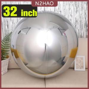 N2HAO  4D Sphere 32 inch kim loại hiệu ứng gương trang trí bóng cho lễ kỷ niệm và trang trí bên làm đầy với Helium có thể nổi