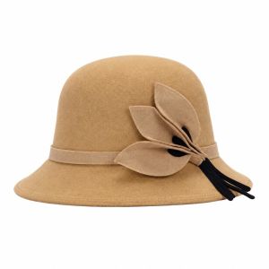 WENKEN Hình dạng vòm. Mũ Fedora Trang trí bằng nơ. Mùa Thu Đông Mũ cloche Phong cách cổ điển. Ấm áp Mũ lưỡi trai Dành cho các bạn nữ