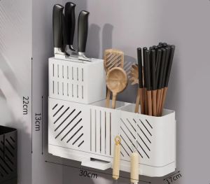 Multifunctional kitchen storage rack wall mounted chopsticks tube wall mounted storage tool detachable and washable tool storage rack