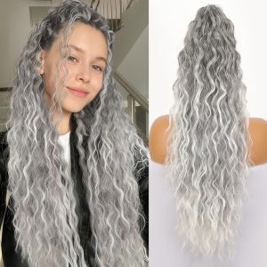 JPTD Corn Perm Claw Clip Ponytail Wig Ponytail Extension Ombre Long Wavy Curly Ponytail Hair Accessories Clip in Pony Tail Hairpiece for Women