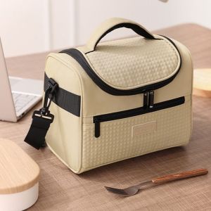 ZYJC SHOP Sức chứa lớn Hộp cơm trưa có tay cầm Bền Dây kéo Túi ăn trưa cách nhiệt Đa chức năng Cầm tay Túi tote đựng đồ ăn trưa Trường học