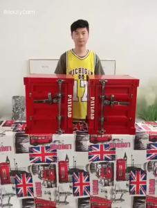 【LDIES】โต๊ะข้างภาชนะสไตล์อุตสาหกรรมเหล็กดัดโต๊ะข้างเตียงตู้เก็บของตกแต่ง