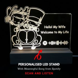 Led Acrylic Stand - Custom Acrylic Spotify Art+Premium Led Wood Stand-Night Lamp (Yellow Light)