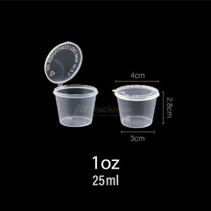 Disposable Plastic Sauce Cup with Lid Round Food Container 1oz 1.5oz 2oz