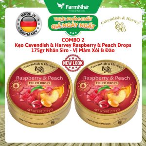 (Combo 2) Kẹo trái cây Cavendish & Harvey vị Raspberry & Peach 175gr - Hương vị tuyệt vời từ Đức