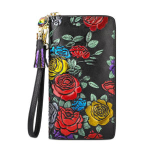 MISTLETOE แฟชั่นผู้หญิงหนังแท้กระเป๋าสตางค์ยาวผู้หญิงกระเป๋าคลัทช์