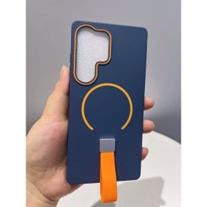 Soft Case Casing Matte Luxury Magnetic Strap For Samsung Galaxy S25 S24 S23 S22 Ultra FE S25 Edge A56 A55 A36 A16 A17 5G 4G Case Magnetik Matte Ring Strap Wireless Charger AF-261