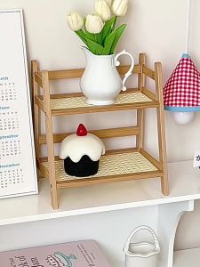 Japan Style Two-Tier Wooden Kitchen Storage Rack Table Rack Spice Minimalist Shelf Desk Organizer Rak Dapur KH01
