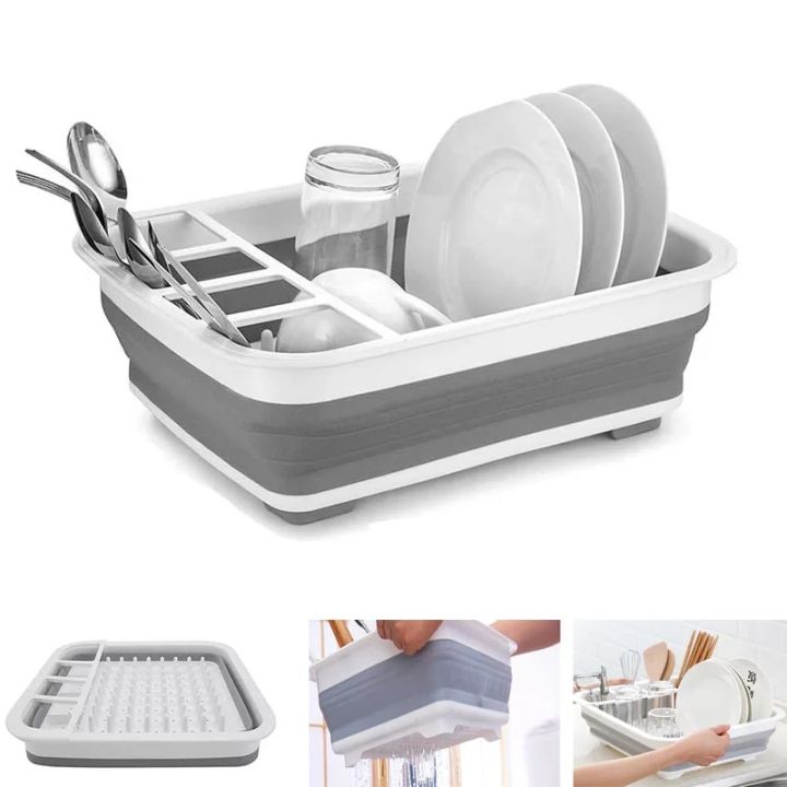 MHG Collapsible Dish Drainer Dinnerware Organizer Plastic Sink Dish Drying  Rack Dish Kitchen Utensil Dish Drainer Rack