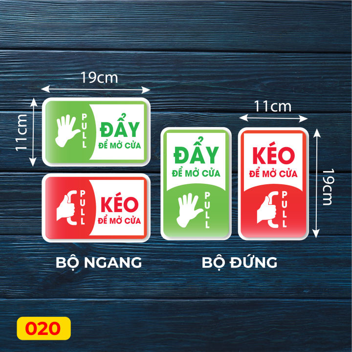 Combo 2 miếng tem dán decal BÀN TAY đẩy kéo pull push ngang dọc dán cửa ...