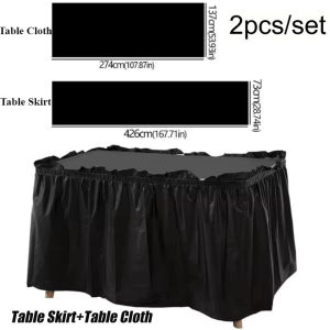 【In Stock】2Pcs/Set Disposable Table Skirt Banquet Table Cover Multiple colors Christmas Birthday Wedding Party Decoration